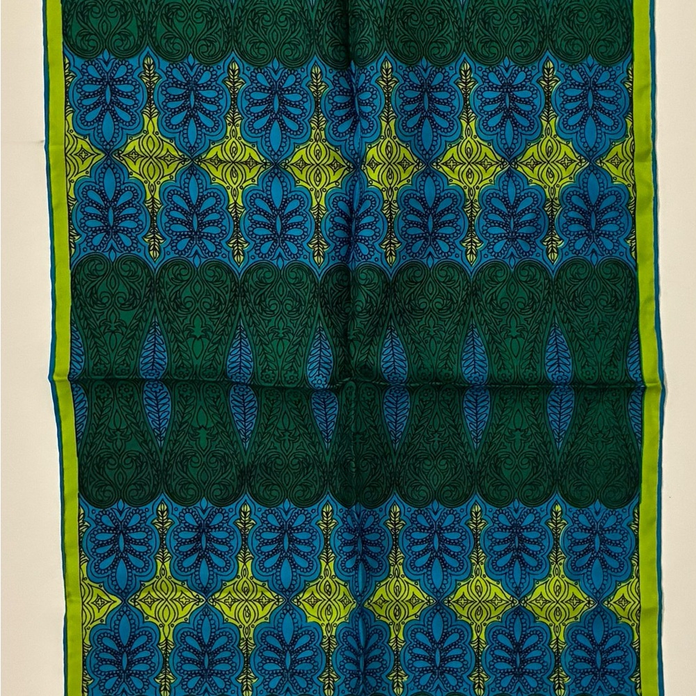 Vintage Vera Vibrant Green and Blue Patterned Scarf